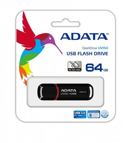 ADATA UV150 USB 3.2 64 GB-os flash meghajtó - Fekete