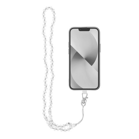 Telefon medál CRYSTAL DIAMOND 74cm - fehér gyöngyökkel