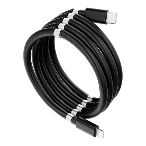 Kabel Typ C na iPhone Lightning 8-pin  PD18W magnetic 3A černý 1m