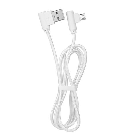 Kábel USB microUSB biely pod uhlom 90 stupňov