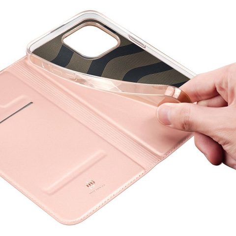 Pouzdro / obal na Apple iPhone 15 Pro Max růžové - knížkové DUX DUCIS Skin Pro - Smooth Leather
