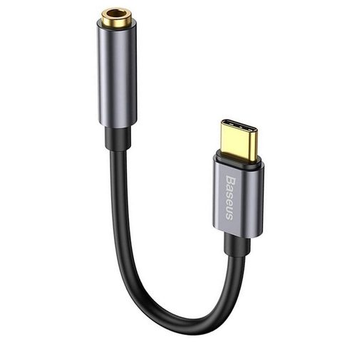 Adaptér s kabelem z konektoru USB-C do 3,5mm konektoru pro sluchátka - šedý - Baseus