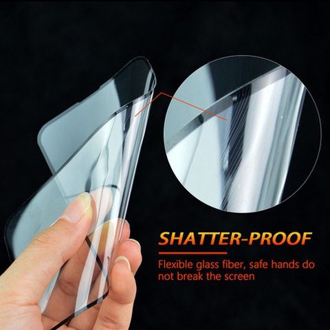 Edzett / védőüveg Apple iPhone 12 Pro Max fekete - Bestsuit Rugalmas hibrid üveg 5D