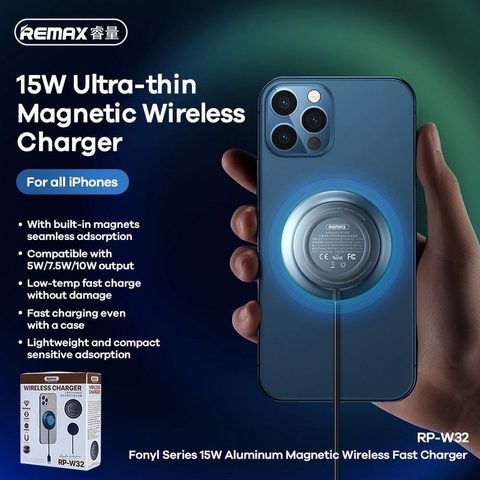 Bezdrátová nabíječka s technologií MagSafe 15 W RP-W32 šedá - Remax
