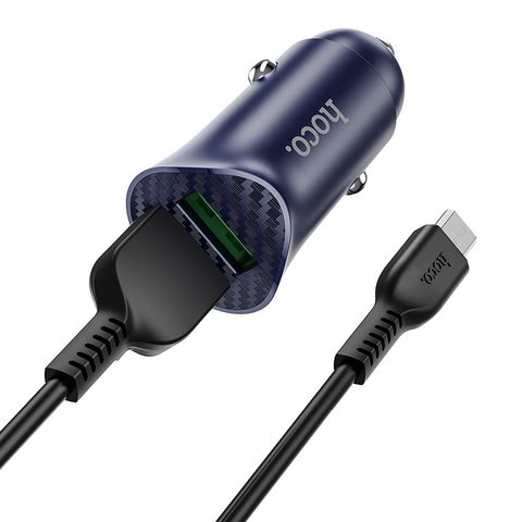 Autótöltő 18W 2xUSB / micro USB kábellel Z39 kék - HOCO