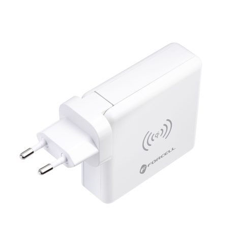 Multifunkčná 15W nabíjačka 4v1 so zásuvkou USB/USB-C, powerbankou s kapacitou 8000 mAh a bezdrôtovým pripojením