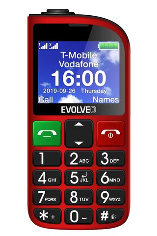 EVOLVEO EasyPhone FM, mobiltelefon időseknek töltőállvánnyal (piros)