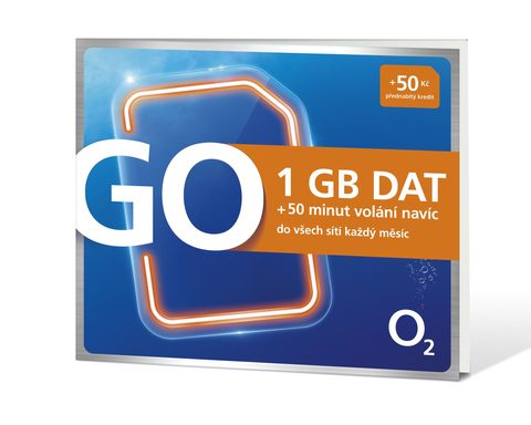 SIM karta O2 1GB dat + 50Kč kredit