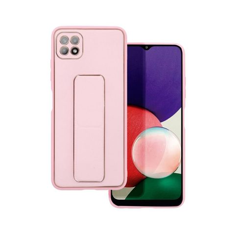 Borító Samsung Galaxy A22 5G rózsaszín - Bőr tok állvánnyal