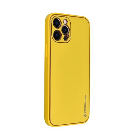 Obal / kryt na Apple iPhone 12 Pro Max žlutý - Forcell LEATHER