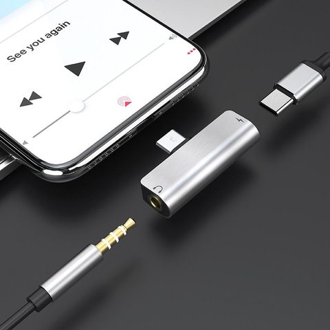 Adaptér 3,5 mm jack / USB-C HOCO - stříbrný