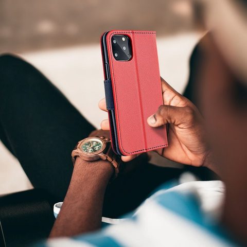 Pouzdro / obal na Samsung Galaxy S21 Ultra červené - knížkové Fancy