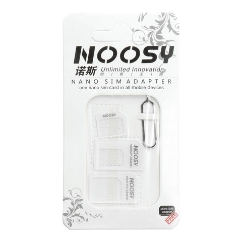 Adapterek Nano SIM/Micro, Micro Sim és Nano/Sim (NOOSY 3in1) fehér színben