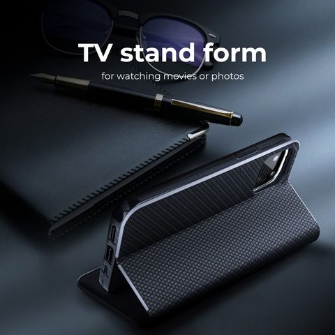 Puzdro / obal pre Samsung Galaxy S10 Plus čierne - kniha LUNA CARBON