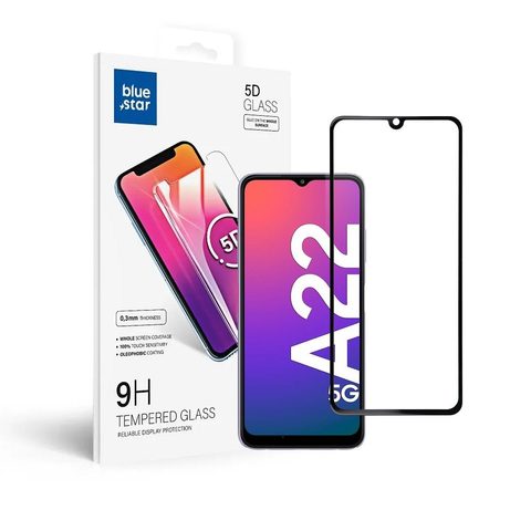 Tvrzené / ochranné sklo Samsung Galaxy A22 LTE černé 5D plné lepení - Bluestar