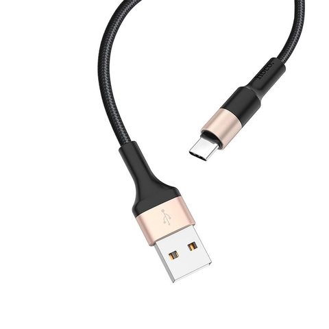 Kábel USB/USB-C 1 m čierny/zlatý - HOCO
