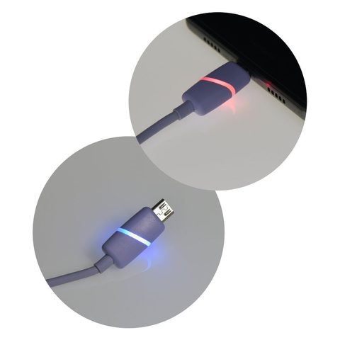 Kábel Micro USB BOX gyűrű lila