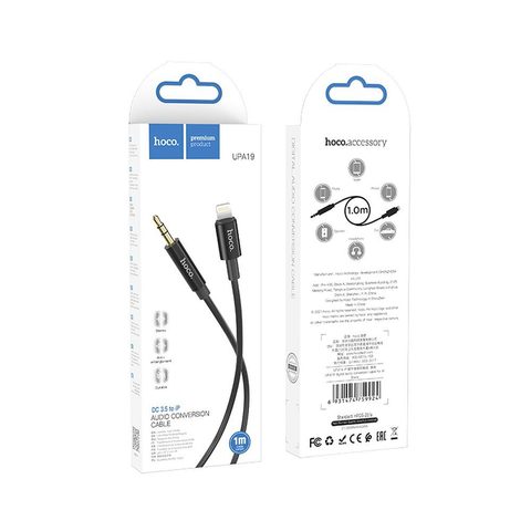 Audio kabel pro iPhone s konektorem Lightning na 3,5 mm Jack (samec) černý HOCO