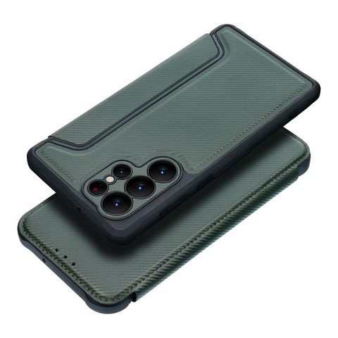 Puzdro / obal na Samsung Galaxy S22 Ultra zelené - kniha RAZOR