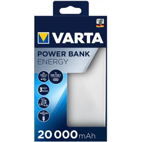 Powerbanka FAST Energy 20000 mAh bílá - Varta