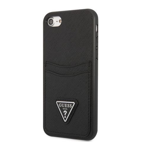 Guess Saffiano dupla kártya hátlap iPhone 7/8/SE2020/SE2022 fekete színű borítóhoz