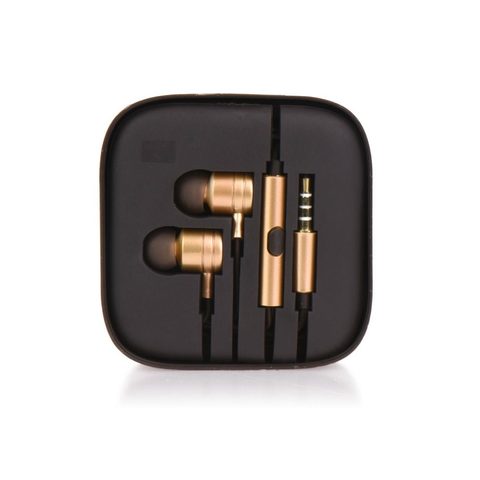 Slúchadlá stereo s mikrofónom jack 3,5 mm kovovo zlaté (BOX)