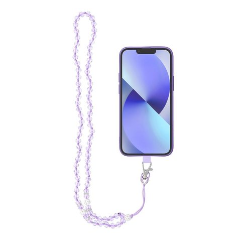 Telefon medál CRYSTAL DIAMOND 74cm - lila gyöngyökkel