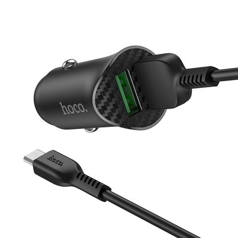 Nabíječka do auta 18W s kabelem 2xUSB / micro USB Z39 černá - HOCO
