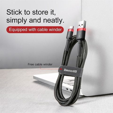 Nabíjecí a datový kabel USB / USB-C 3 m červeno-černý - BASEUS Cafule