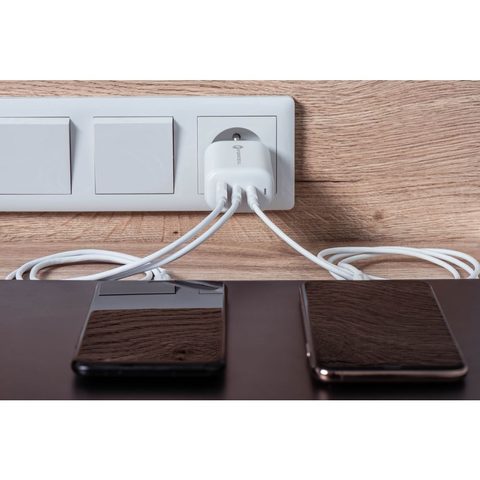 Síťová nabíječka GaN 65W 2x USB typ C i 1x USB A - 3A PD/QC - Forcell