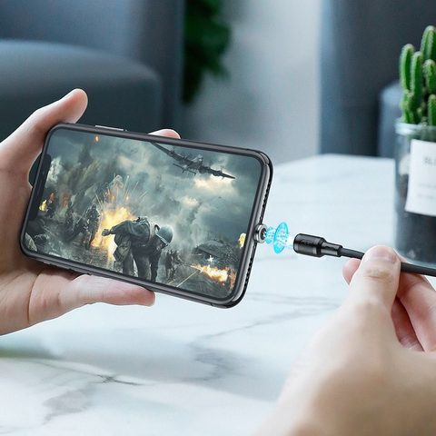 Mágneses töltőkábel iPhone USB / Lightning 1 m fekete - HOCO