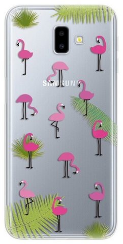 Fedél / borító Samsung Galaxy J6 Plus átlátszó - flamingó motívummal