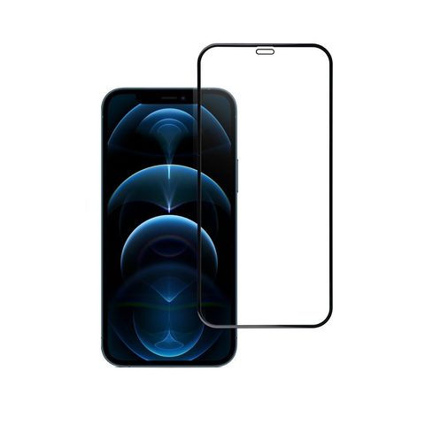 Edzett / védőüveg Apple iPhone 12 / 12 Pro 6,1" fekete - 5D Full Cover - 5D teljes borítás