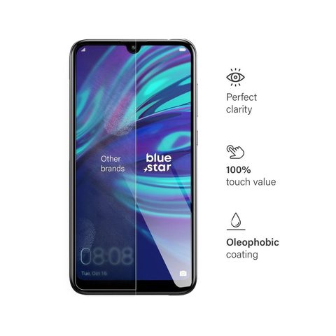 Edzett / védőüveg Huawei Y7 2019 - teljes ragasztó Blue Star