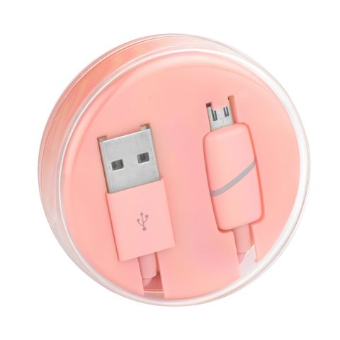 Kábel Micro USB BOX gyűrű rózsaszín