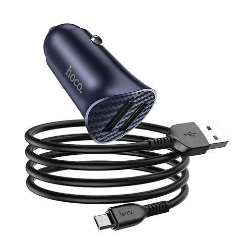 Autótöltő 18W 2xUSB / micro USB kábellel Z39 kék - HOCO