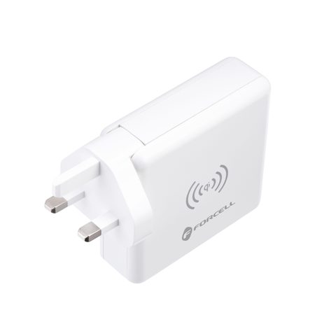 Multifunkční nabíječka 15W 4v1 se zásuvkou USB / USB-C, powerbankou 8000mAh a bezdrátovým nabíjením