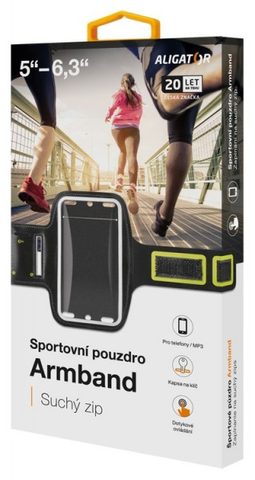 Sportovní pouzdro na ruku ALIGATOR Armband černo-žluté 5" - 6,3"