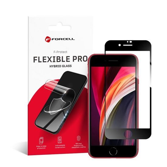 Tvrzené / ochranné sklo Apple iPhone 7 / 8 / SE 2020 4,7" černé - Forcell Flexible Hybrid Glass 5D
