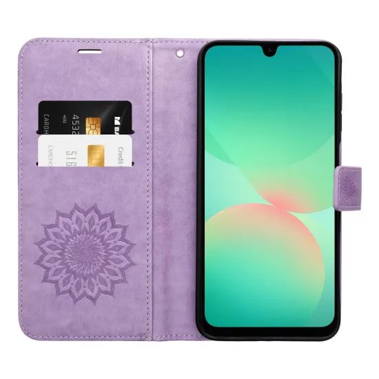Pouzdro / obal na Samsung Galaxy A26 5G mandala fialové - knížkové MEZZO