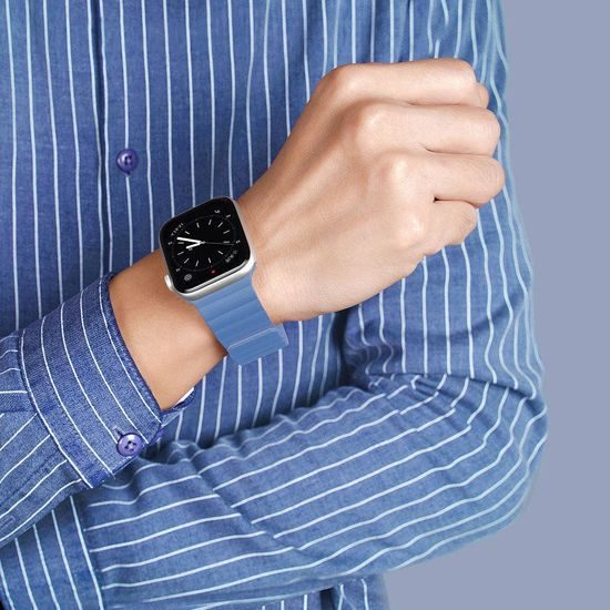 Řemínek magnetický, silikonový Apple Watch 42/44/45mm modrý - DUX DUCIS