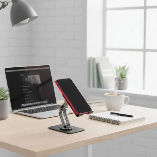 Skládací držák na stůl pro telefon / tablet šedý - Forcell F-Grip Fold Stand 2