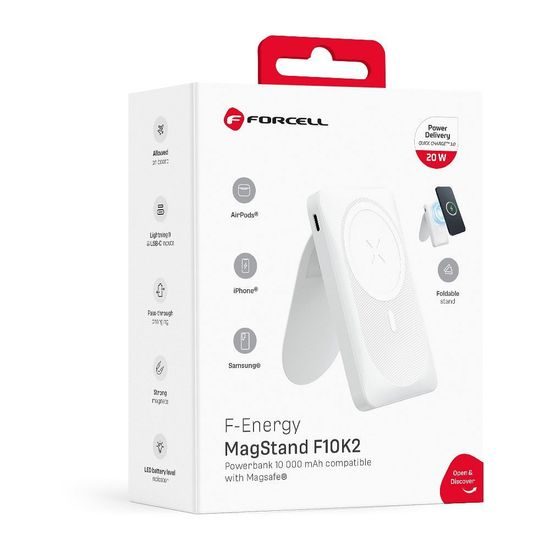 Powerbanka MagSafe F10K2 QC3.0 20W 10000 mAh bílá - FORCELL