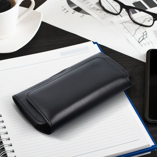 Pouzdro / obal na Apple iPhone 12 mini / 13 mini / Samsung Galaxy A40 / Xiaomi Redmi 5A - kožený černý