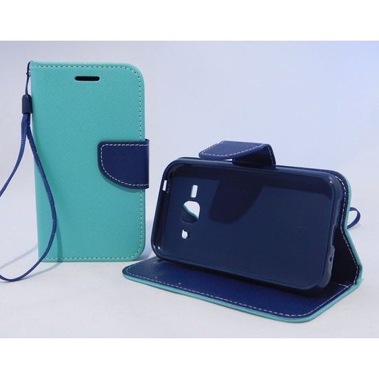 Puzdro / obal pre Samsung Galaxy J1 mentolová / modrá - kniha Fancy Diary