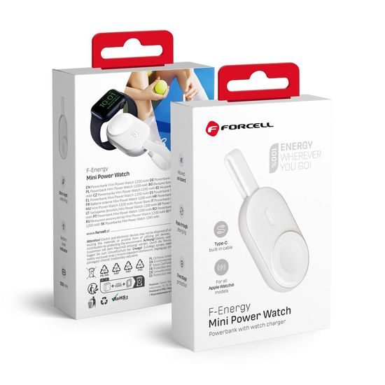Powerbanka F-Energy Mini Power Watch 1200mAh bílá - FORCELL