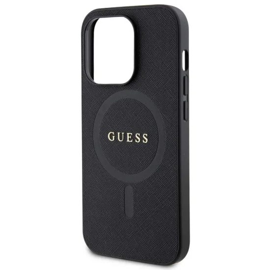 Obal / kryt na Apple iPhone 15 Pro Max černý s MagSafe - Guess Saffiano