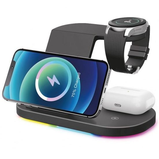 Bezdrátová nabíjecí stanice Aligator Smart Station S 15W, 3v1, černá