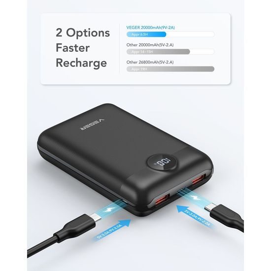 Powerbanka 20 000 mAh černá - Veger