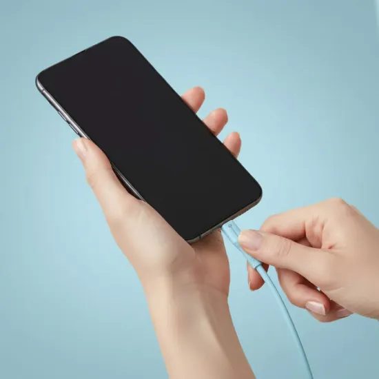 Datový kabel Lightning / USB A 1m 2,4A 12W modrý silikon - Forcell